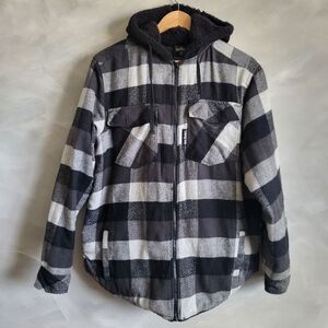 Jack Daniel's Hooded Flannel Jacket Lightweight Vintage Buffalo Check Size M